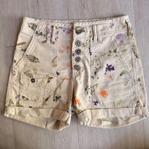 Pilcro and the Letterpress The Wanderer Shorts Cream Floral Splatter Size 25